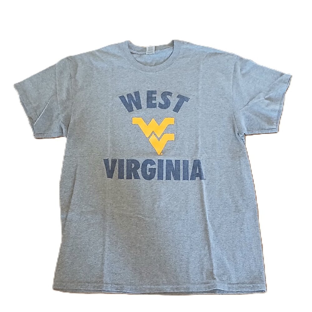 West Virginia Mountaineers Gildan T-Shirt Men’s L Gray NCAA College Tee Cotton